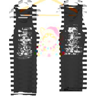 Corgi Santa Christmas Tree Lights Boys Men Corgmas Dog Tank Top - Monsterry
