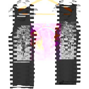 Cosmic Cat Riding Alpaca Unicorn Tank Top - Monsterry