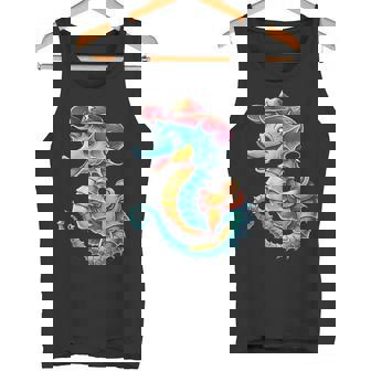 Cowboy Seahorse Colorful Underwater Sea Rodeo Ocean Western Tank Top - Monsterry