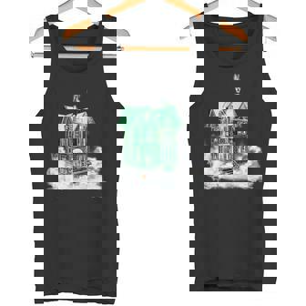 Creepy Haunted Halloween House Ghostly Apparitions Premium Tank Top - Monsterry
