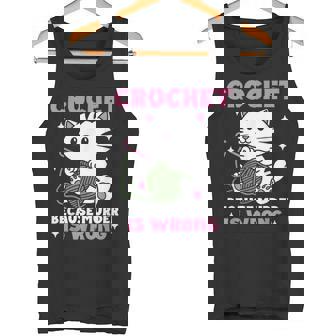 Crochet Because Murder Is Wrong Cat Knits Tank Top - Monsterry
