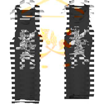 Cultural Diversity Awareness Dabbing Unicorn Orange Ribbon Tank Top - Monsterry