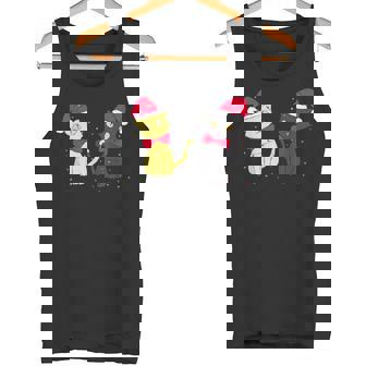 Cute Anime Cat Couple Christmas Cat Led Light Tank Top - Monsterry