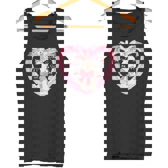 Cute Coquette Bunny In Heart Pink Bow & Cherry Tank Top - Monsterry