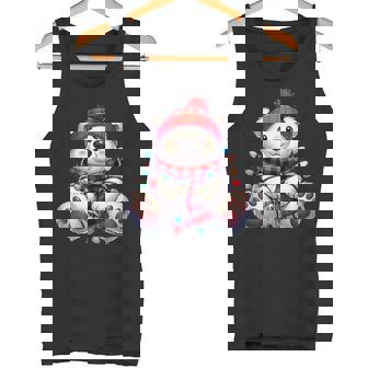 Cute Holiday Christmas Polar Bear Wrapped In Lights Tank Top - Monsterry