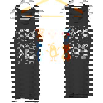 Cutout Set Of Cartoon 3d Like Animal Characters Happy Tank Top - Monsterry