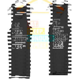 Eat Sleep Conquer Repeat Retrointage Motivacional Divertido Camiseta sin mangas - Regaloses