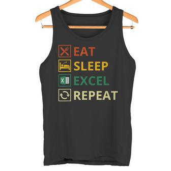 Eat Sleep Excel Repeat Divertidointage Retro Excel Camiseta sin mangas - Regaloses