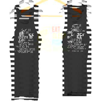 Eat Sleep Fish Repeat Shirt Fishing Fisherman Angling Tank Top - Monsterry