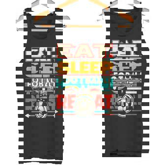 Eat Sleep Football Repeat Divertido Jugador Retro Amante Del Fútbol Camiseta sin mangas - Regaloses