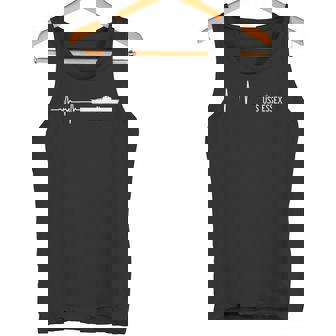 EKG Heartbeat USS Essex CV-9 Aircraft Carrier Tank Top - Monsterry