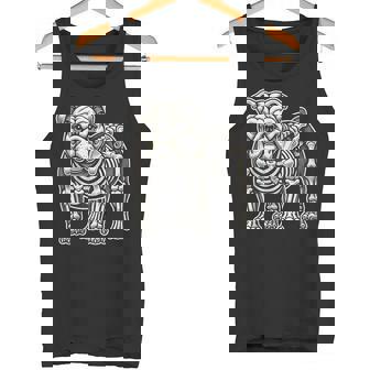 English Bulldog Dog Skeleton Halloween Tank Top - Monsterry