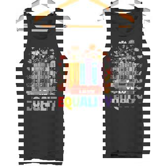 Equal Rights LGBTQ Book Flower Equality Peace Love Kindness Tank Top - Monsterry
