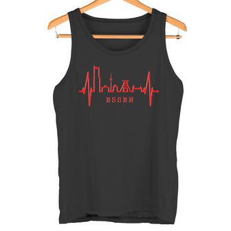 Essen Skyline Heartbeat Ruhrpott Fan Heart Love Essen Tank Top - Geschenkecke