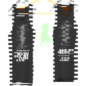 Everyday Is Leg Day T-Rex Gym Muscle Fit Dinosaur Dino Tank Top - Monsterry