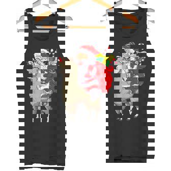 Fa La La Llama Christmas Santa Fleece Navidad Xmas Tank Top - Monsterry