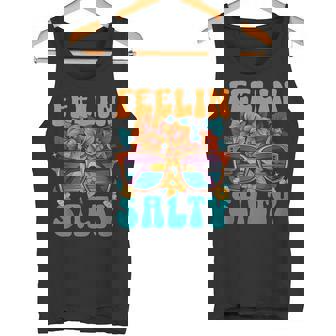 Feeling Salty Retro Groovy Sunglasses Ocean Lovers Beach Tank Top - Monsterry