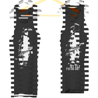 Fight Or Flight Penguin - Small Short Sleeve Penguin Print Classic Fit Bird Print Tank Top - Monsterry