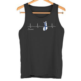 Finland Suomi Heartbeat I Love Finland Flag Tank Top - Geschenkecke