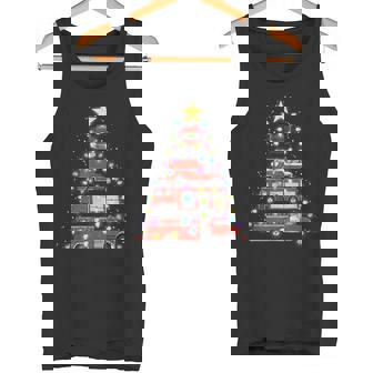 Firefighter Fire Truck Christmas Tree Santa Xmas Light Tank Top - Monsterry