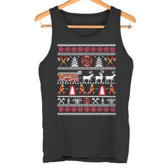 Fireman Ugly Christmas Sweater Fireman Fire Brigade Tank Top - Geschenkecke