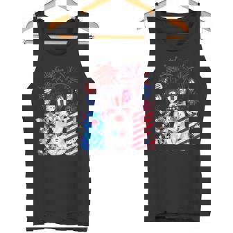 Fireworks American Flag Pig Patriotic Farmer 4th July Tank Top - Monsterry