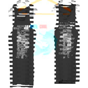 Fish Face Mask Sunglasses USA Flag Reel Cool Daddy Fishing Premium Tank Top - Monsterry
