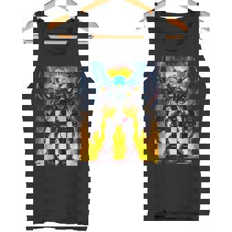 Flaming Battlemech Cyberpunk Sci-Fi Mech Warrior Robot Art Tank Top Tank Top - Monsterry