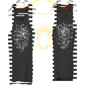 Flaming Skull With Wings Cool Fun Graphic Tank Top - Monsterry