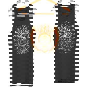 Flaming Skull With Wings Fun Graphic Cool Tank Top - Monsterry