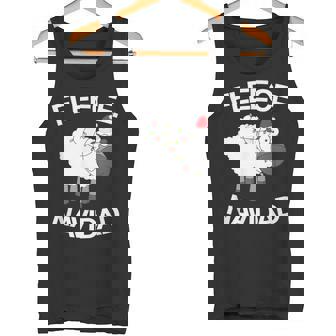 Fleece Navidad Christmas Sheep Feliz Christmas Lights Tank Top - Monsterry