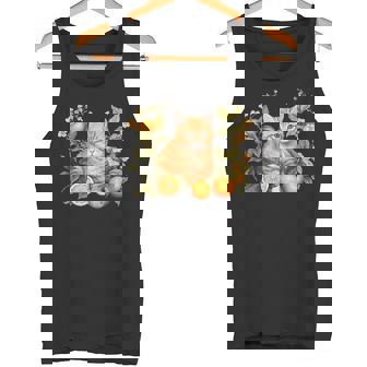 Flowers Orange Tabby Cat Lover Tank Top - Monsterry