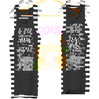 Four Ever Wild Shirt 4th Birthday Safari Jungle Animal Tank Top - Monsterry