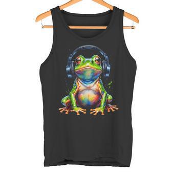 Frog Headphones Colourful Animal Print Tank Top - Geschenkecke