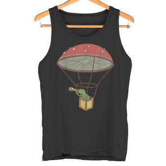Frog With Toadstool Hot Air Balloon Farmcore Cottagecore Tank Top - Monsterry