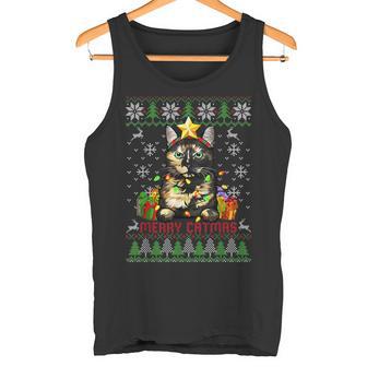 Merry Catmas Tortoiseshell Cat Ugly Christmas Jumper Tank Top - Geschenkecke