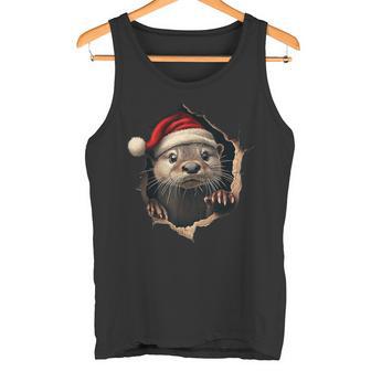 Otter With Christmas Hat Sunglasses Cute Otter Tank Top - Geschenkecke