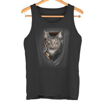 Pocket With Maine Coon Cat Motif Tank Top - Geschenkecke