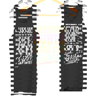 Workout Gym Clothing Adultos Todo Duele Y Estoy Hambriento Sarcástico Gráfico Negro Manga Corta Pequeño Eu S Camiseta sin mangas - Regaloses