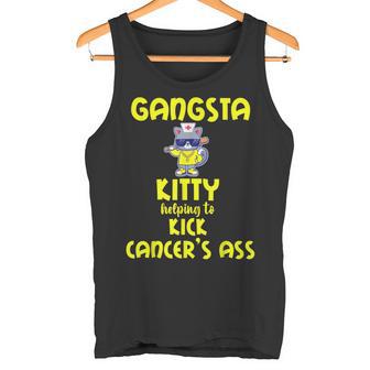 Gangsta Kitty Helping To Kick Cancers Ass Cancer Survivors Tank Top - Monsterry
