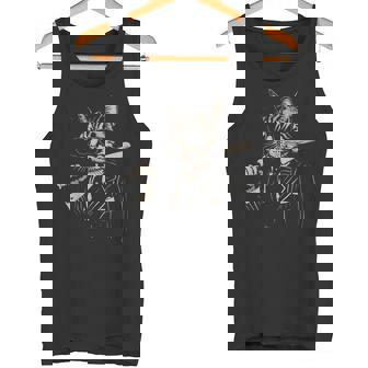 Gangster Cat Cool Mobster Feline Boss Baseball Bat Retro Tank Top - Monsterry