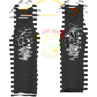 Gato Comiendo Fideos Ramen Anime Japonés Y Kawaii Gato Negro Camiseta sin mangas - Regaloses
