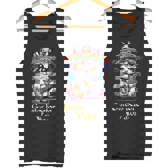 Gatos Before Vatos Mexico Cat Poncho Fiesta Cinco 2 Mayo Tank Top - Monsterry