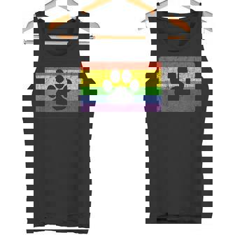 Gay Furry Pride Fandom Paw Rainbow LGBT Flag Tank Top - Monsterry