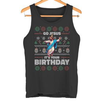 Go Jesus It's Your Birthday Fun Ugly Christmas Sweater Meme Tank Top - Geschenkecke