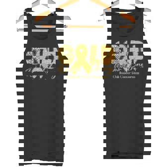 Gold Warrior Strong Childhood Cancer Awareness Gold Ribbon Tank Top - Monsterry