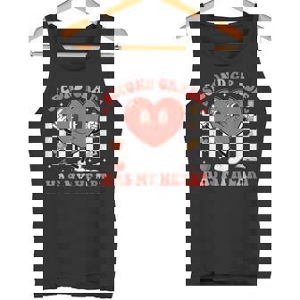 Groovy Second Grade Has My Heart Valentines Day Teacher Tank Top - Monsterry