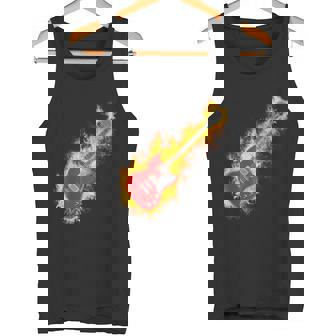 Guitarra De Rock Eléctrica En El Fuego Con Calavera Headstock T Camiseta sin mangas - Regaloses