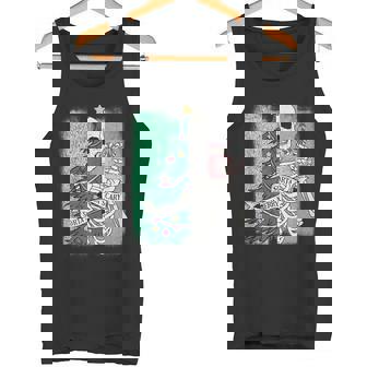 Half Sorta Scary Merry Sorta Christmas Skeleton Tree Santa Tank Top - Monsterry