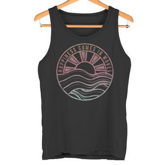 Happiness Comes In Waves Sunset Beach Wave Gradient Tank Top - Geschenkecke